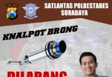 Surabaya Zero Knalpot Brong, Satlantas Getol Sosialisasi Di Jalanan